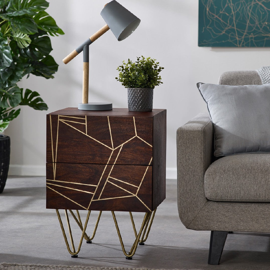 Reclaimed Wood 2 Drawer Side Table