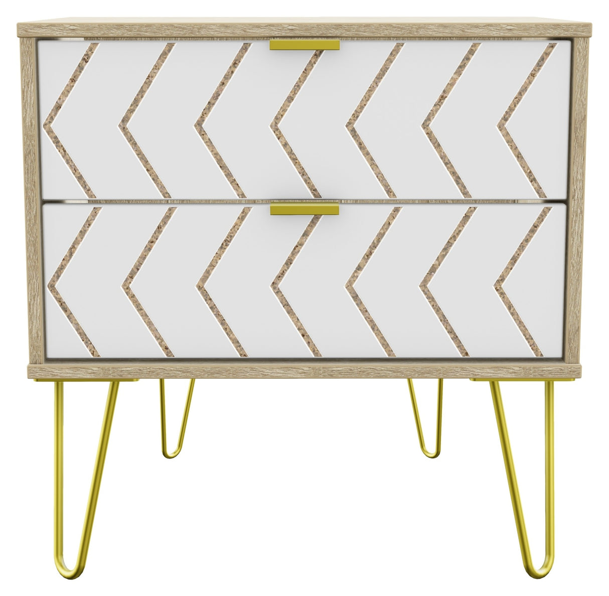 Hong Kong 2 Drawer Midi Chest with Gold Hairpin Legs