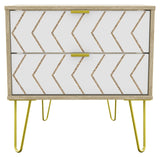 Hong Kong 2 Drawer Midi Chest with Gold Hairpin Legs