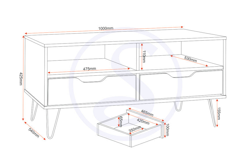 Bergen 2 Drawer Coffee Table