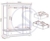 Bordeaux 3 Door 2 Drawer Triple Wardrobe