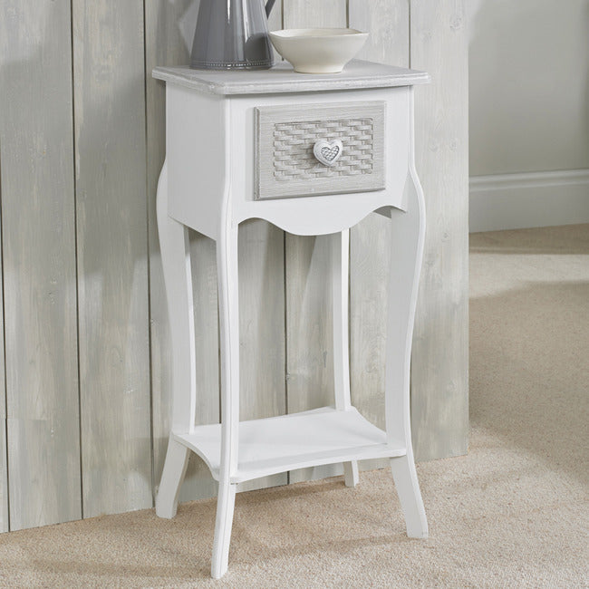 Brittany White and Grey 1 Drawer Bedside Table