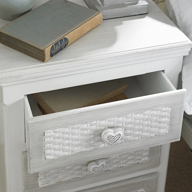 Brittany White and Grey 3 Drawer Bedside Table