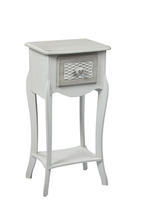 Brittany White and Grey 1 Drawer Bedside Table