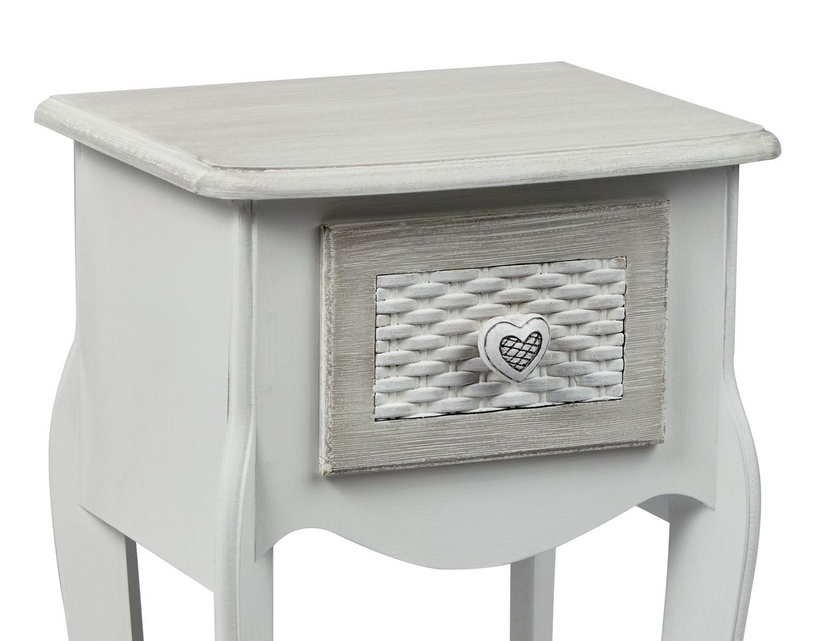 Brittany White and Grey 1 Drawer Bedside Table