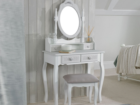 Brittany White and Grey Dressing Table Stool