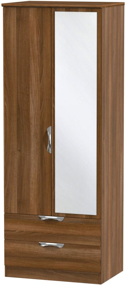 Camden Tall Mirrored 2 Drawer 2 Door Double Wardrobe