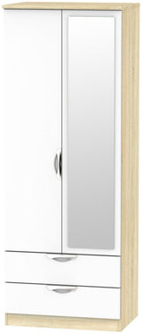 Camden Tall Mirrored 2 Drawer 2 Door Double Wardrobe