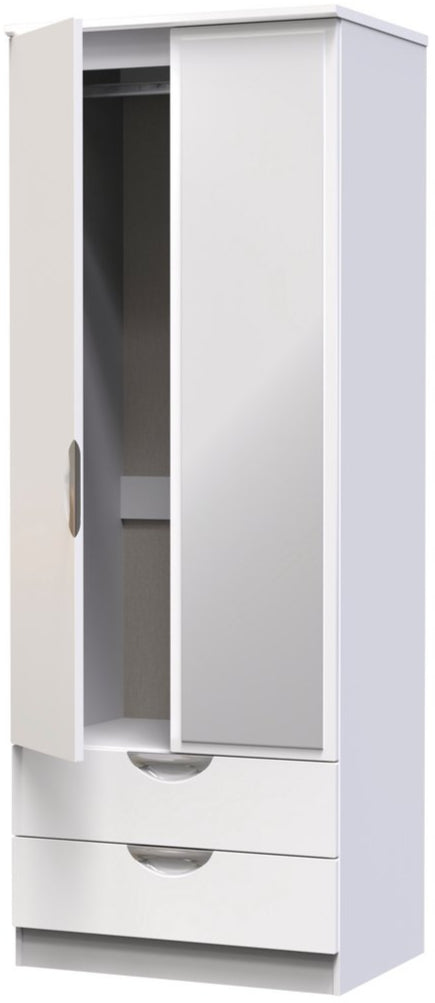 Camden Tall Mirrored 2 Drawer 2 Door Double Wardrobe
