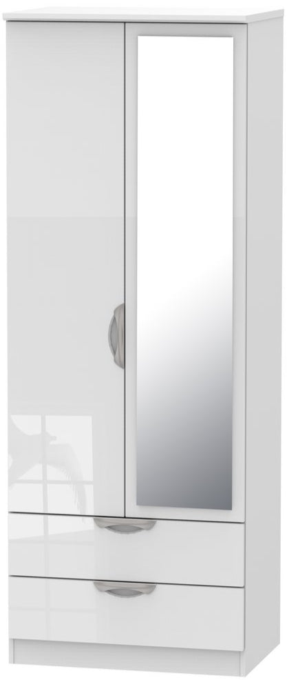 Camden Tall Mirrored 2 Drawer 2 Door Double Wardrobe