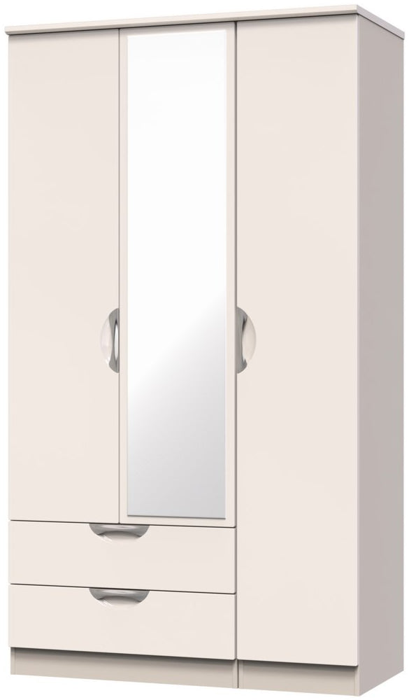 Camden Tall Mirrored Large 2 Drawer 3 Door Triple Wardrobe