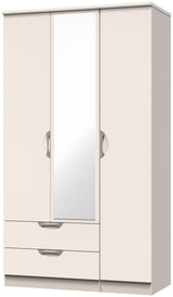 Camden Tall Mirrored Large 2 Drawer 3 Door Triple Wardrobe