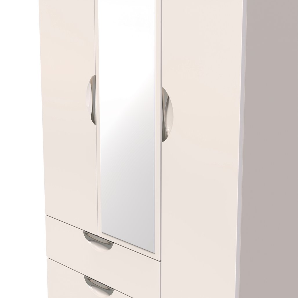 Camden Tall Mirrored Large 2 Drawer 3 Door Triple Wardrobe