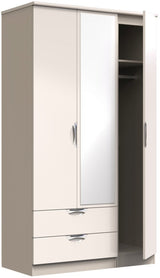 Camden Tall Mirrored Large 2 Drawer 3 Door Triple Wardrobe