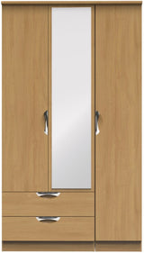 Camden Tall Mirrored Large 2 Drawer 3 Door Triple Wardrobe
