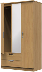 Camden Tall Mirrored Large 2 Drawer 3 Door Triple Wardrobe