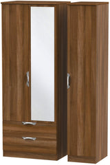 Camden Tall Mirrored Large 2 Drawer 3 Door Triple Wardrobe