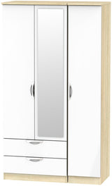 Camden Tall Mirrored Large 2 Drawer 3 Door Triple Wardrobe