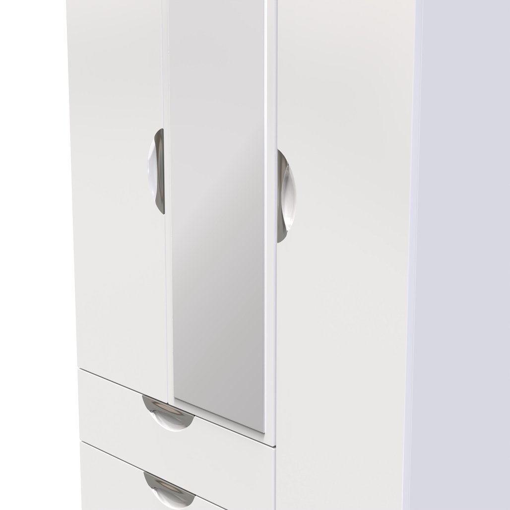 Camden Tall Mirrored Large 2 Drawer 3 Door Triple Wardrobe