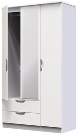 Camden Tall Mirrored Large 2 Drawer 3 Door Triple Wardrobe