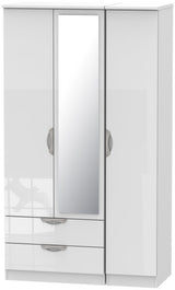 Camden Tall Mirrored Large 2 Drawer 3 Door Triple Wardrobe