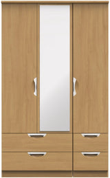 Camden Mirrored 4 Drawer 3 Door Triple Wardrobe