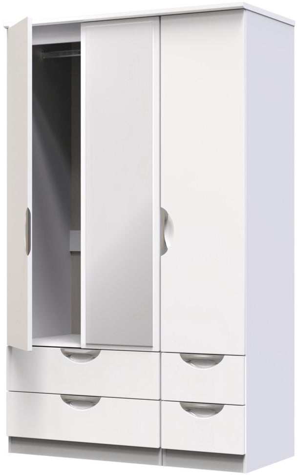 Camden Mirrored 4 Drawer 3 Door Triple Wardrobe