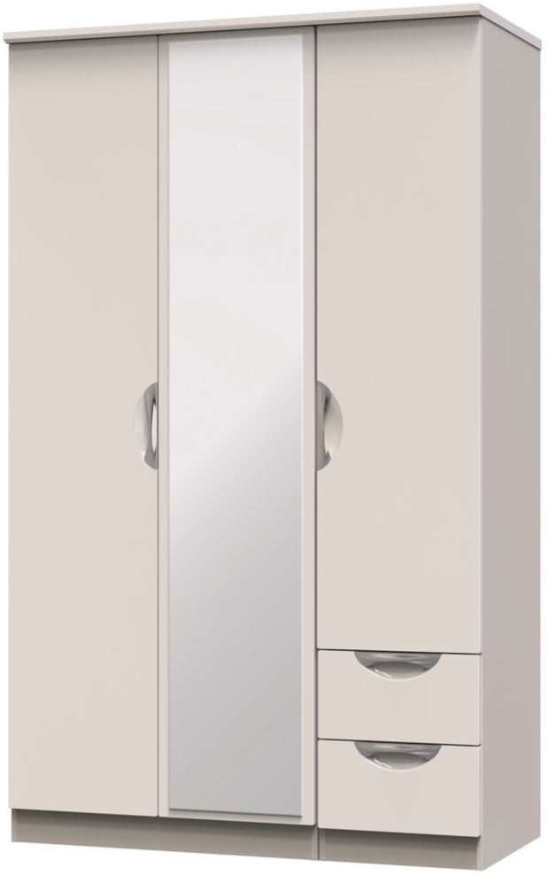 Camden Mirrored Small 2 Drawer 3 Door Triple Wardrobe