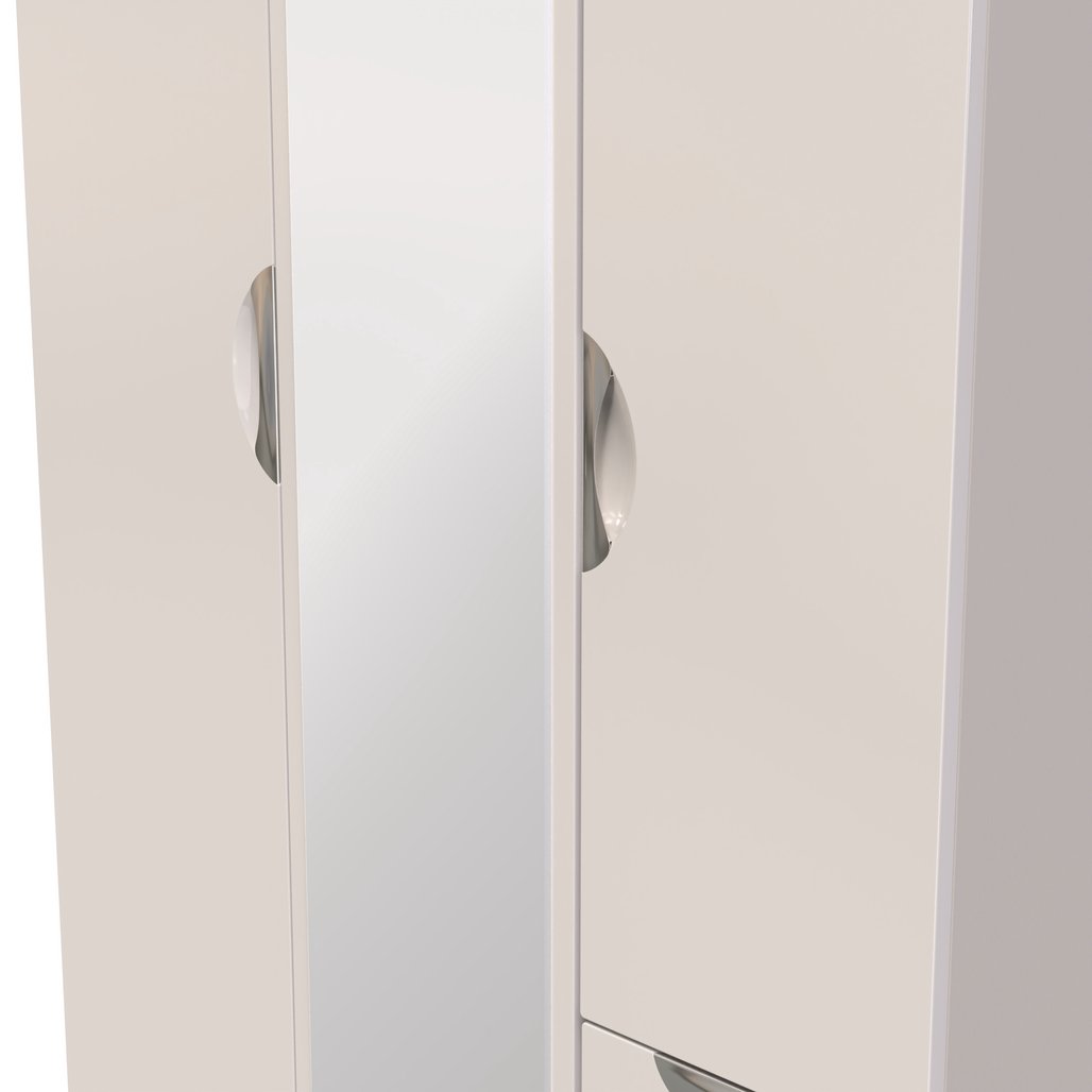 Camden Mirrored Small 2 Drawer 3 Door Triple Wardrobe