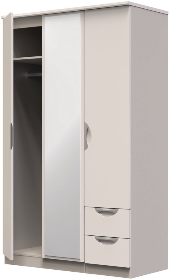Camden Mirrored Small 2 Drawer 3 Door Triple Wardrobe