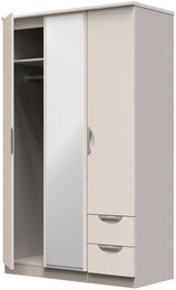 Camden Mirrored Small 2 Drawer 3 Door Triple Wardrobe