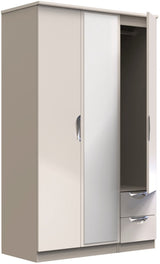 Camden Mirrored Small 2 Drawer 3 Door Triple Wardrobe