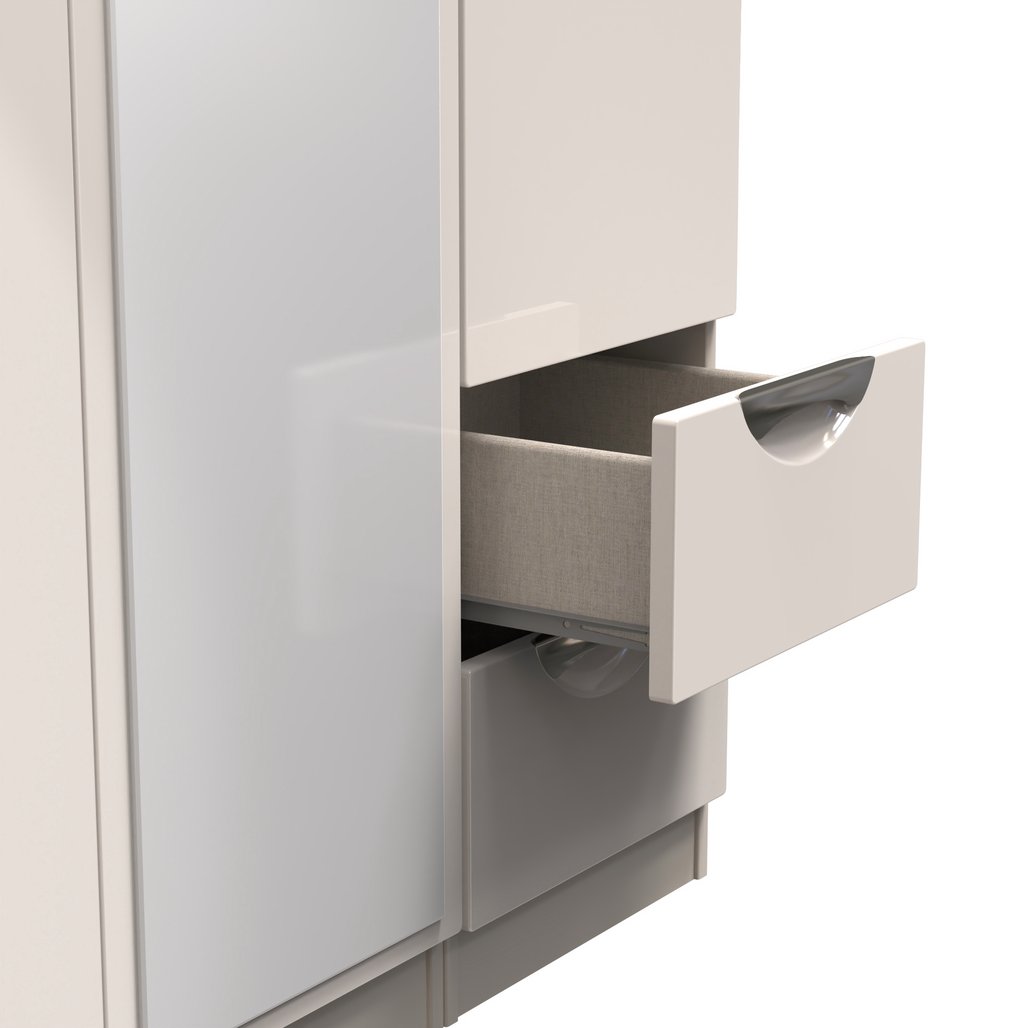 Camden Mirrored Small 2 Drawer 3 Door Triple Wardrobe