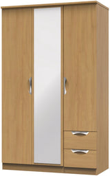 Camden Mirrored Small 2 Drawer 3 Door Triple Wardrobe