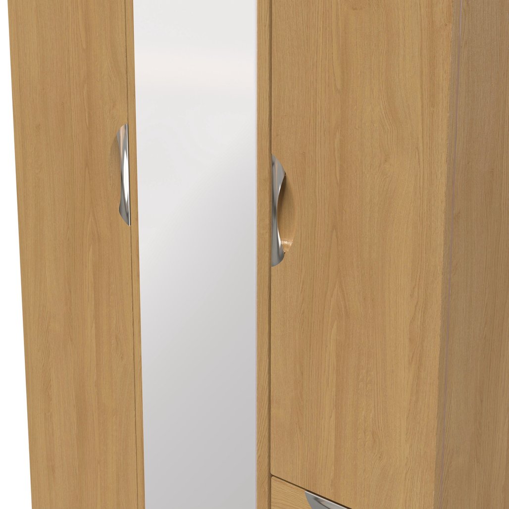 Camden Mirrored Small 2 Drawer 3 Door Triple Wardrobe