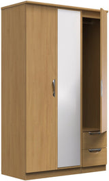 Camden Mirrored Small 2 Drawer 3 Door Triple Wardrobe