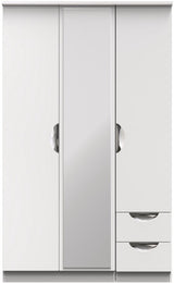 Camden Mirrored Small 2 Drawer 3 Door Triple Wardrobe