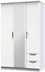 Camden Mirrored Small 2 Drawer 3 Door Triple Wardrobe