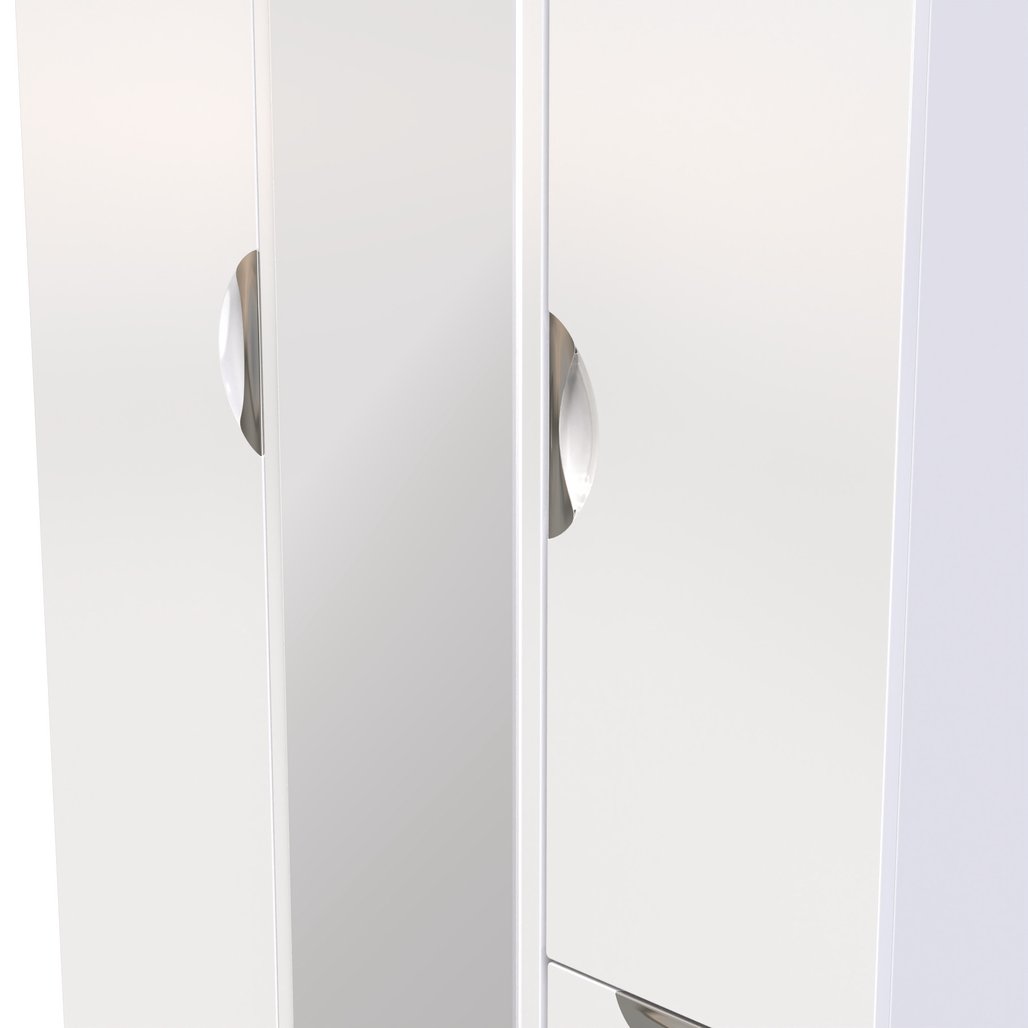 Camden Mirrored Small 2 Drawer 3 Door Triple Wardrobe