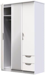 Camden Mirrored Small 2 Drawer 3 Door Triple Wardrobe