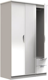 Camden Mirrored Small 2 Drawer 3 Door Triple Wardrobe