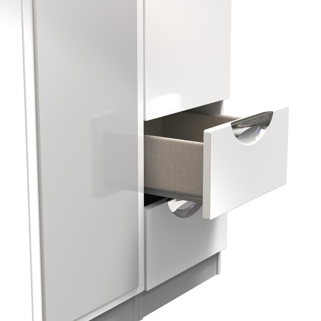 Camden Mirrored Small 2 Drawer 3 Door Triple Wardrobe