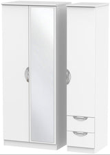 Camden Mirrored Small 2 Drawer 3 Door Triple Wardrobe