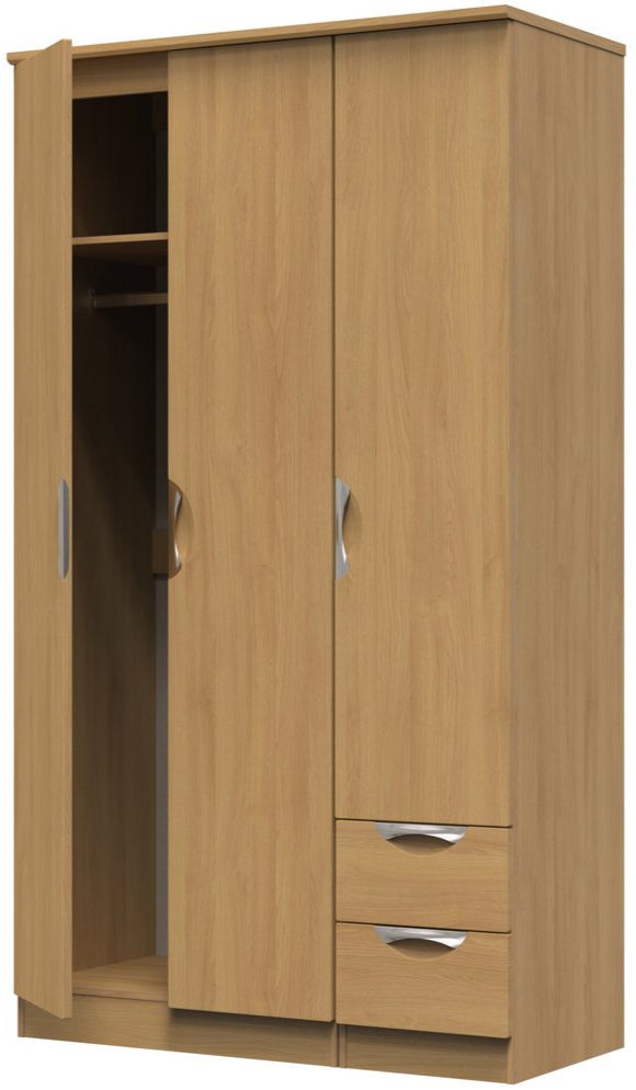 Camden Tall Small 2 Drawer 3 Door Triple Wardrobe