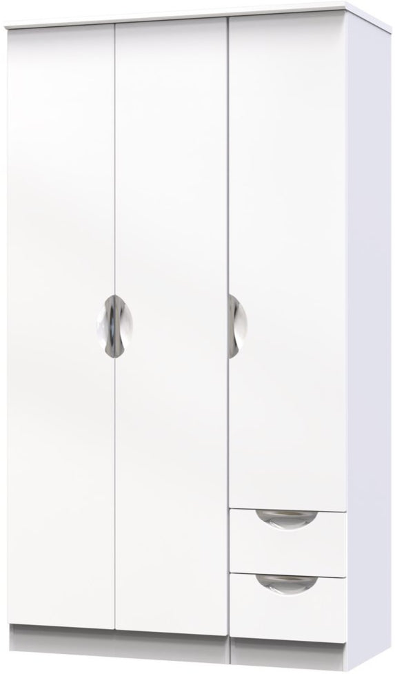 Camden Tall Small 2 Drawer 3 Door Triple Wardrobe