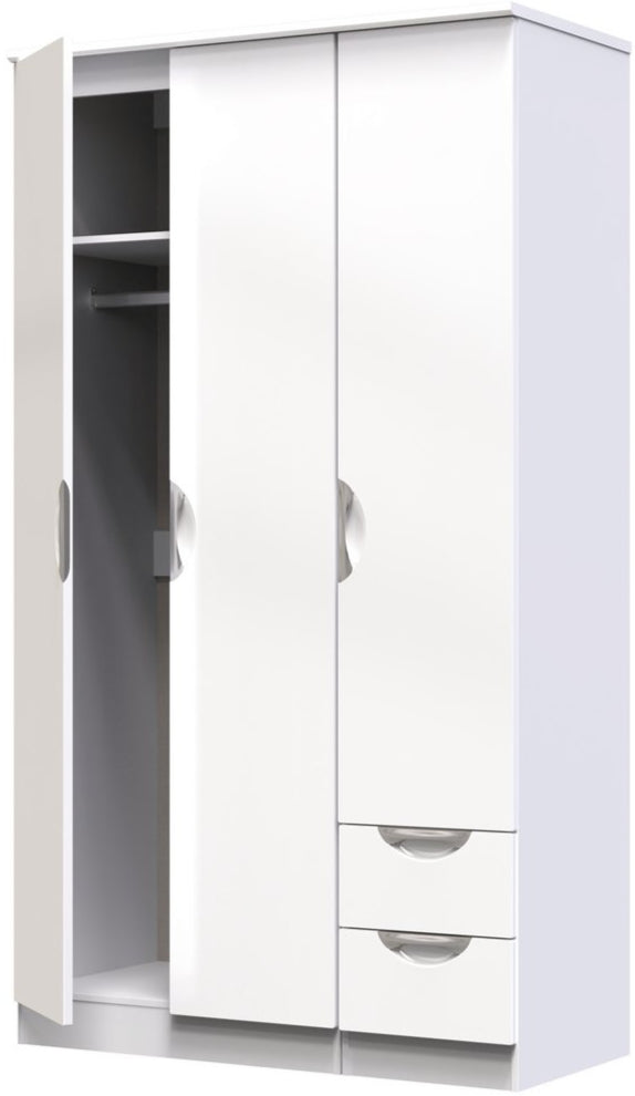 Camden Tall Small 2 Drawer 3 Door Triple Wardrobe