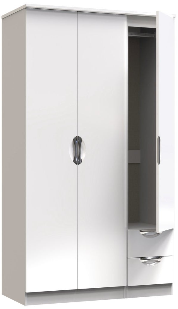 Camden Tall Small 2 Drawer 3 Door Triple Wardrobe