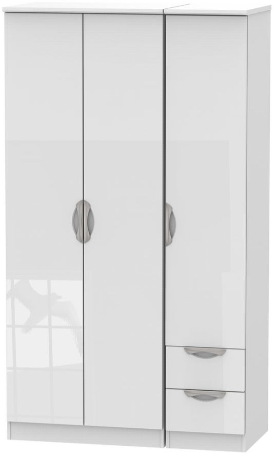Camden Tall Small 2 Drawer 3 Door Triple Wardrobe