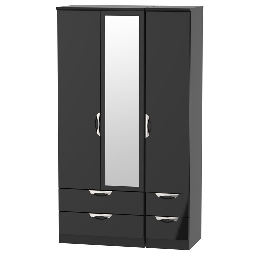 Camden Tall Mirrored 4 Drawer 3 Door Triple Wardrobe