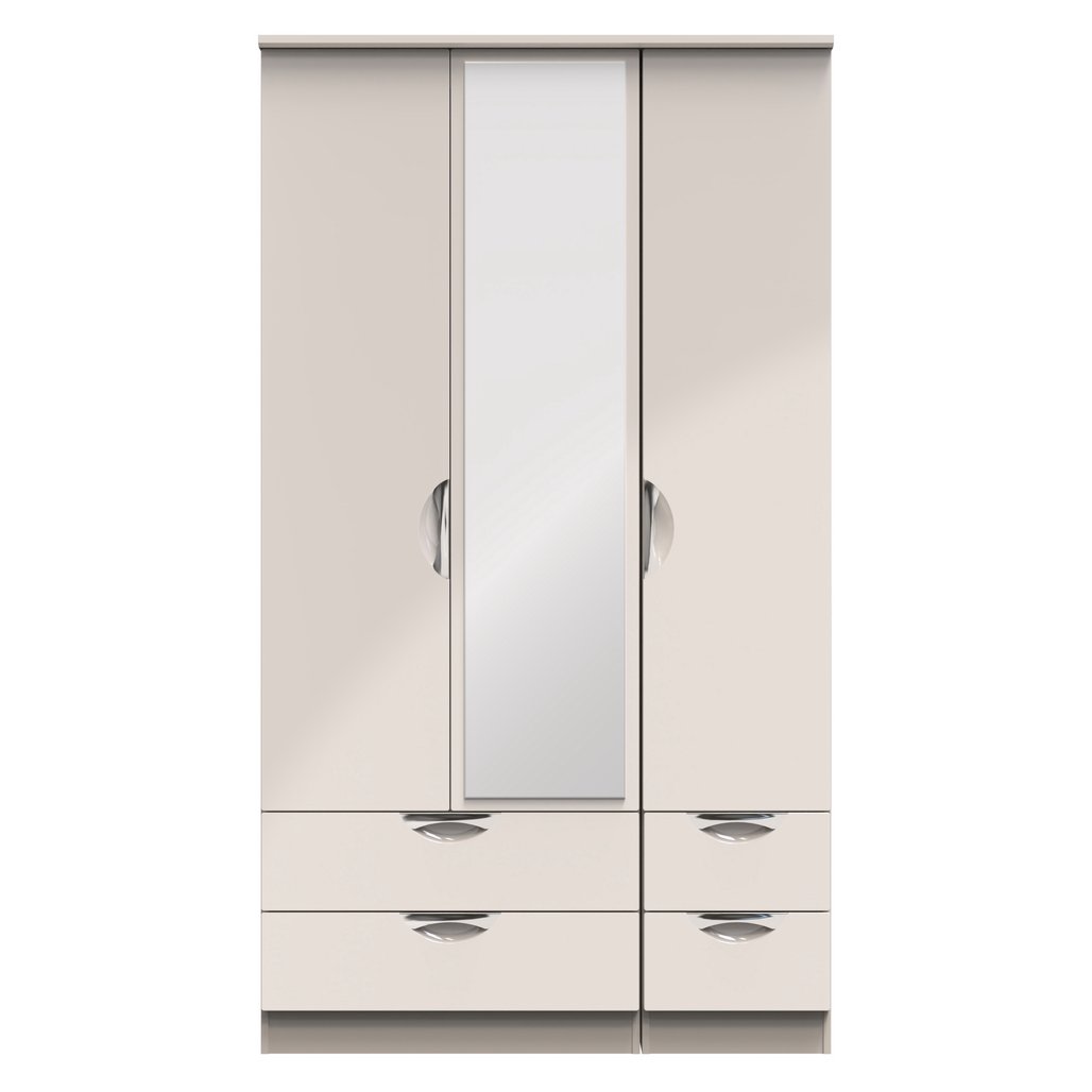 Camden Tall Mirrored 4 Drawer 3 Door Triple Wardrobe